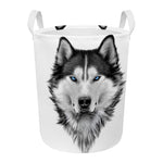 Siberian Husky Portrait Print Round Laundry Basket