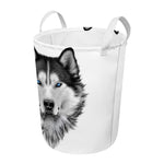 Siberian Husky Portrait Print Round Laundry Basket