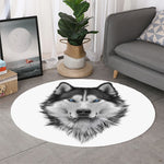 Siberian Husky Portrait Print Round Rug