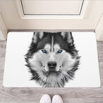 Siberian Husky Portrait Print Rubber Doormat
