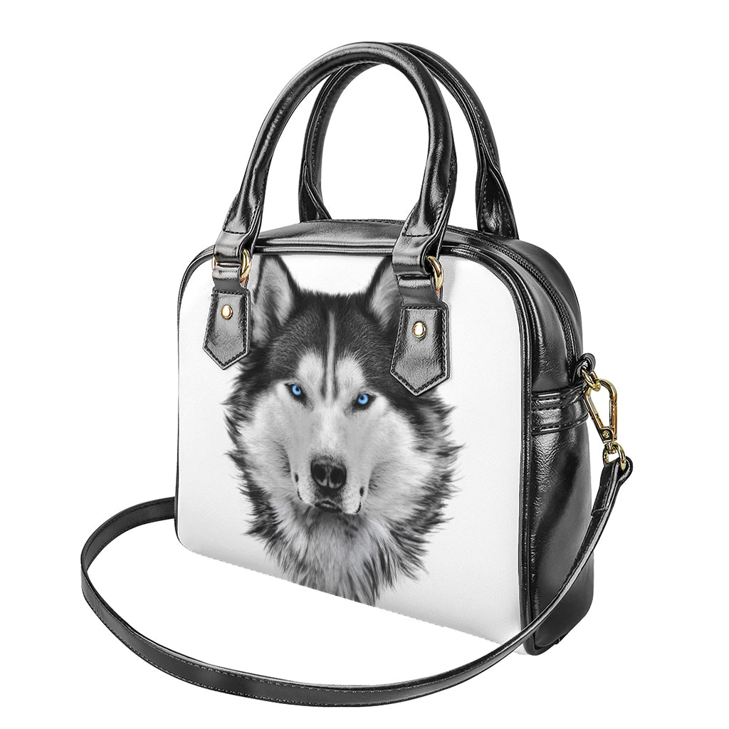 Siberian Husky Portrait Print Shoulder Handbag
