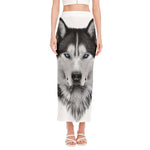 Siberian Husky Portrait Print Side Slit Maxi Skirt