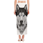 Siberian Husky Portrait Print Side Slit Maxi Skirt