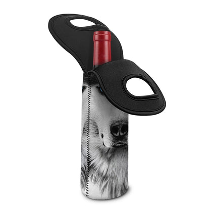 Siberian Husky Portrait Print Single Neoprene Wine Tote