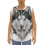 Siberian Husky Portrait Print Sleeveless Baseball Jersey