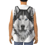 Siberian Husky Portrait Print Sleeveless Baseball Jersey