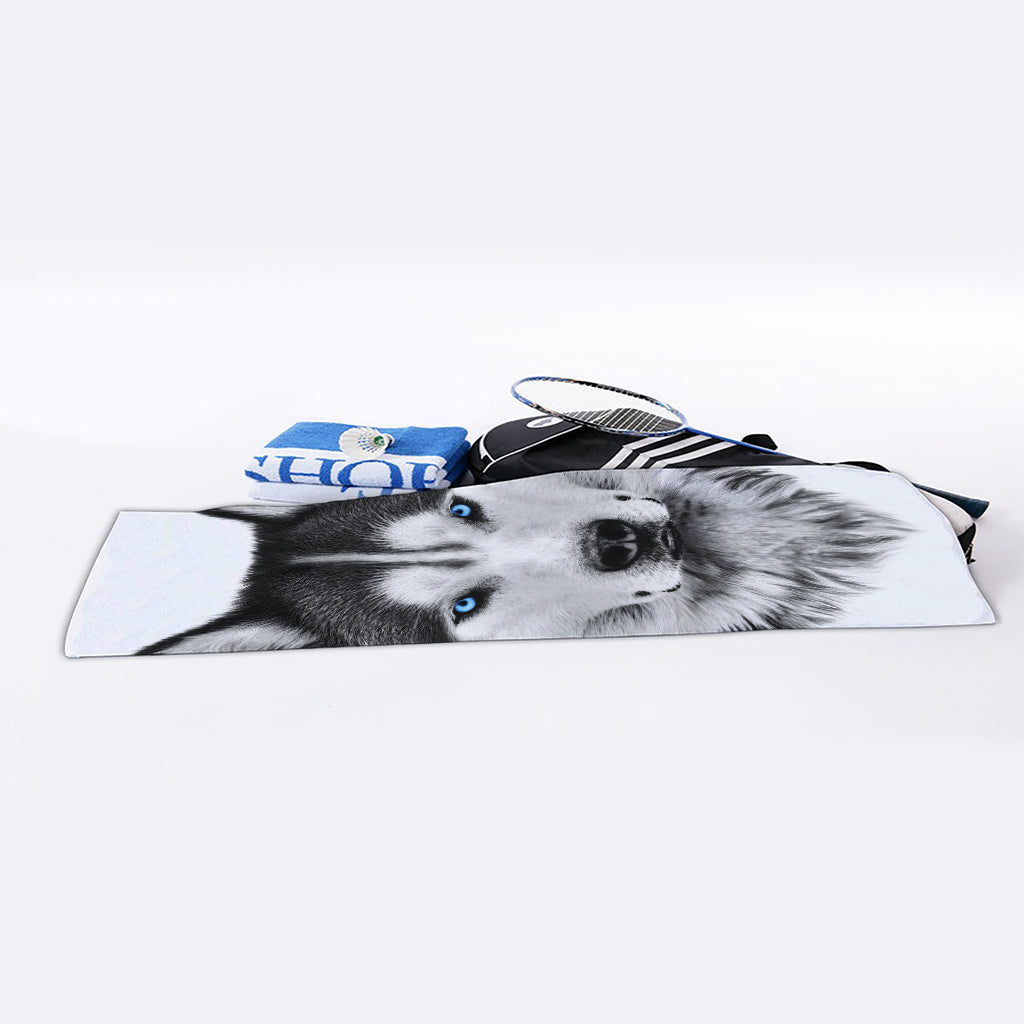 Siberian Husky Portrait Print Sports Towel