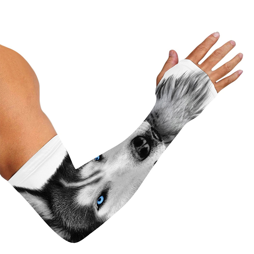 Siberian Husky Portrait Print Sun Protection Arm Sleeves