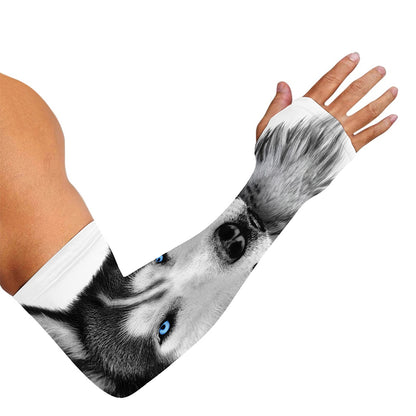 Siberian Husky Portrait Print Sun Protection Arm Sleeves