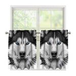 Siberian Husky Portrait Print Tier Curtains