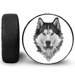 Siberian Husky Portrait Print Tire Cover