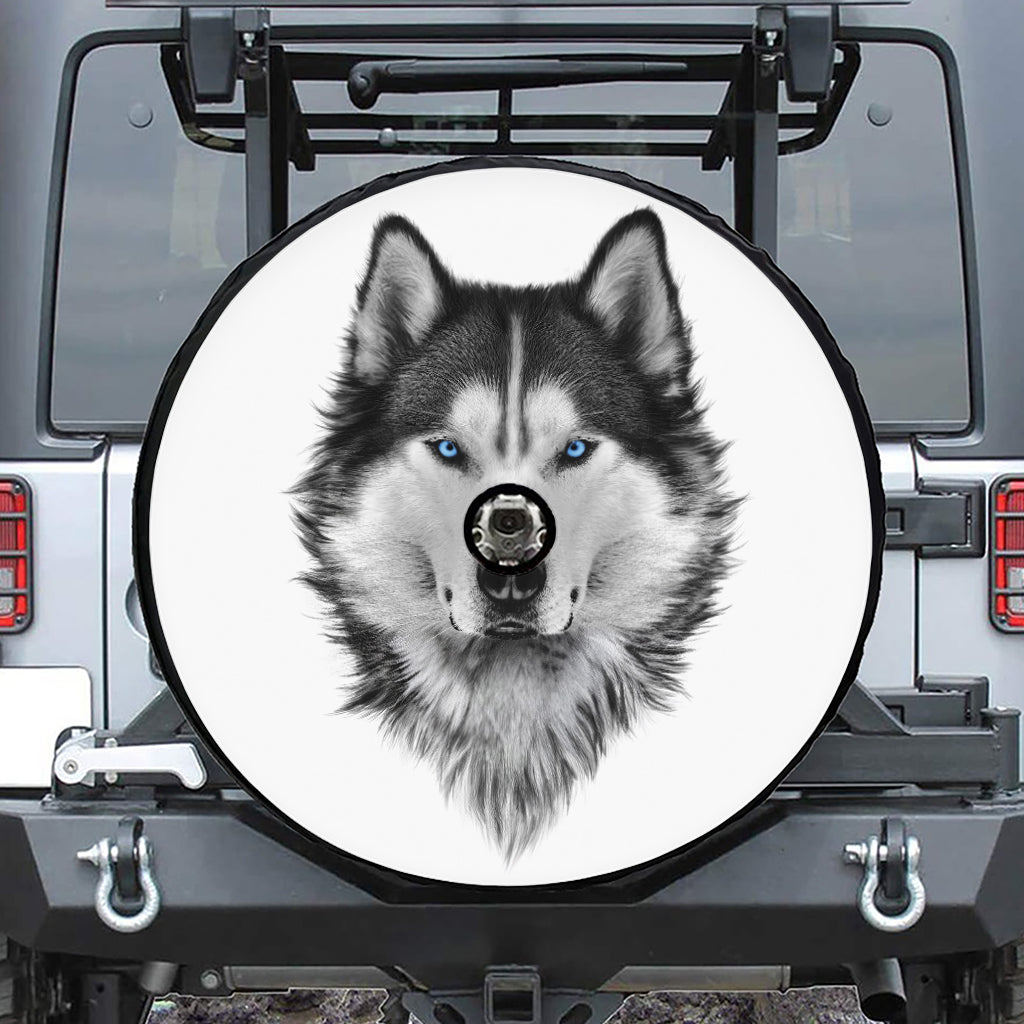 Siberian Husky Portrait Print Tire Cover With Camera Hole