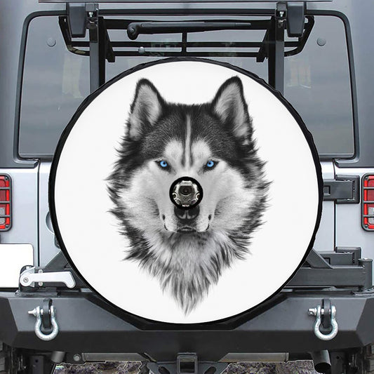 Siberian Husky Portrait Print Tire Cover With Camera Hole