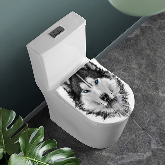 Siberian Husky Portrait Print Toilet Lid Cover