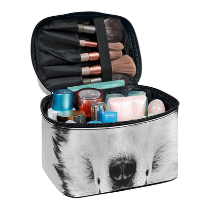 Siberian Husky Portrait Print Travel Makeup Bag