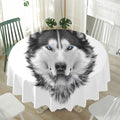 Siberian Husky Portrait Print Waterproof Round Tablecloth