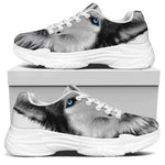 Siberian Husky Portrait Print White Chunky Shoes