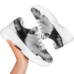 Siberian Husky Portrait Print White Chunky Shoes