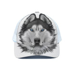 Siberian Husky Portrait Print White Mesh Trucker Cap
