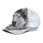 Siberian Husky Portrait Print White Mesh Trucker Cap