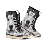 Siberian Husky Portrait Print Winter Boots