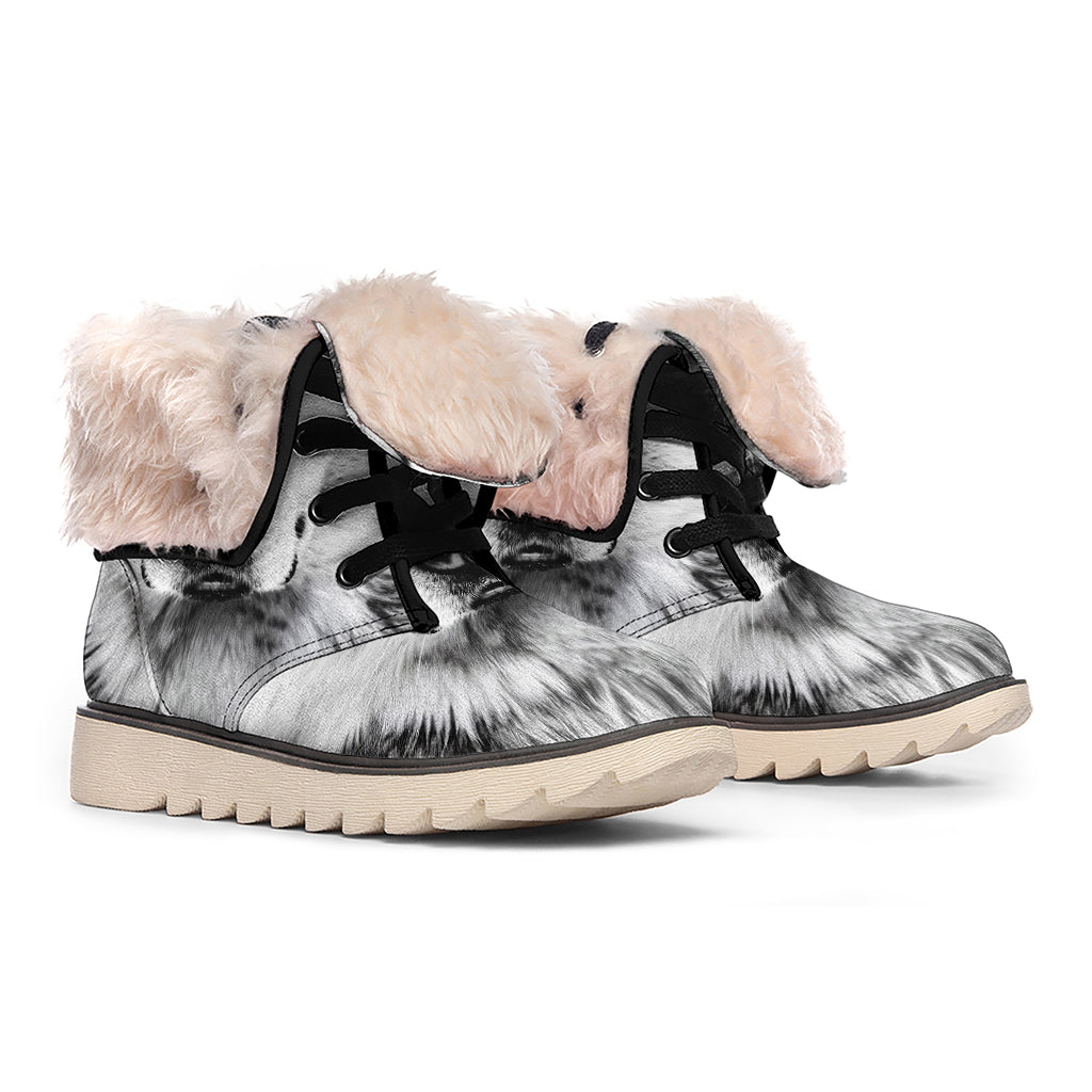 Siberian Husky Portrait Print Winter Boots