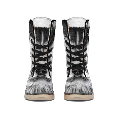 Siberian Husky Portrait Print Winter Boots