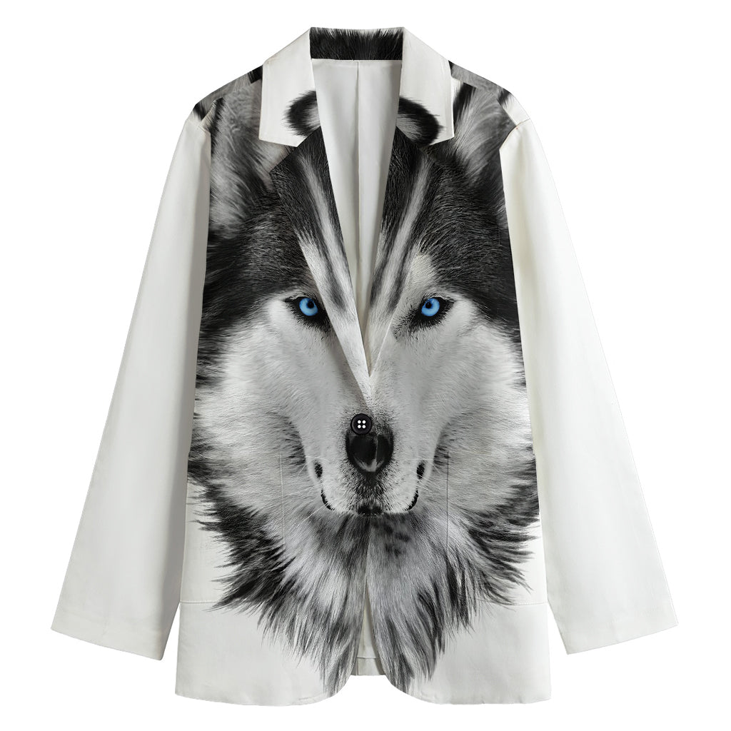 Siberian Husky Portrait Print Women's Blazer