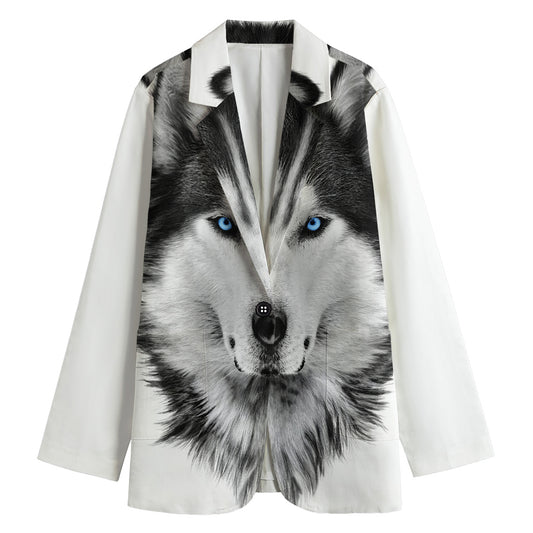 Siberian Husky Portrait Print Women's Blazer