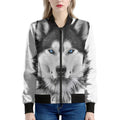 Siberian Husky Portrait Print Women's Bomber Jacket