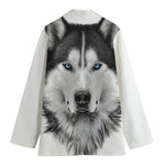 Siberian Husky Portrait Print Women's Cotton Blazer