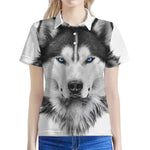 Siberian Husky Portrait Print Women's Polo Shirt