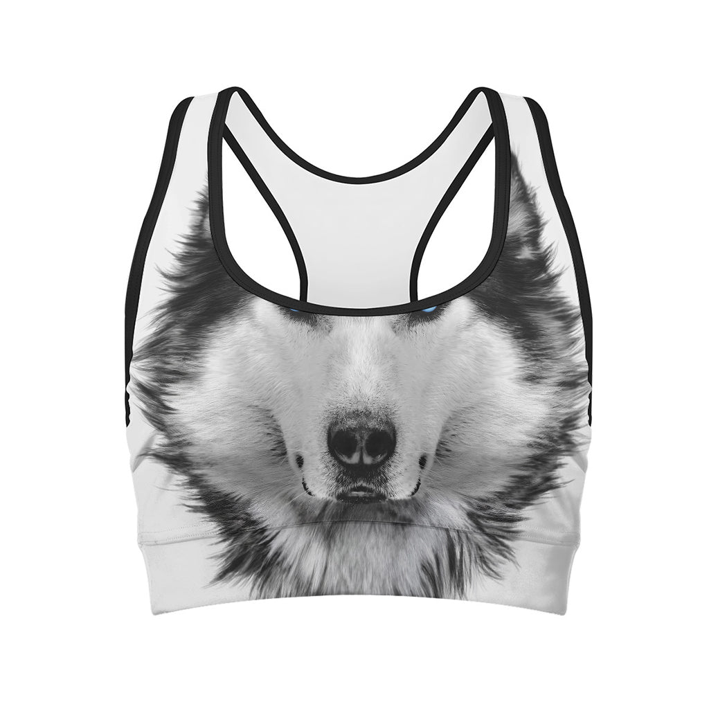 Siberian Husky Portrait Print Women's Sports Bra