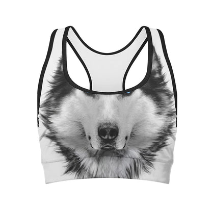Siberian Husky Portrait Print Women's Sports Bra