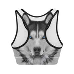 Siberian Husky Portrait Print Women's Sports Bra