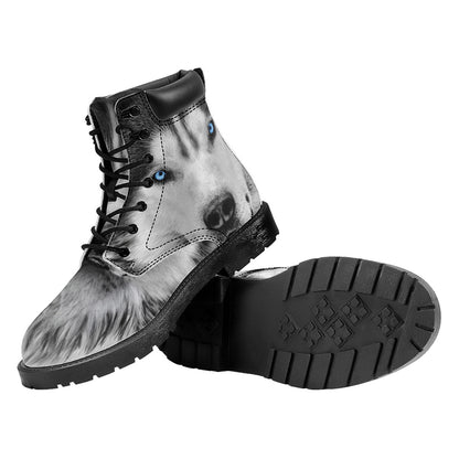 Siberian Husky Portrait Print Work Boots