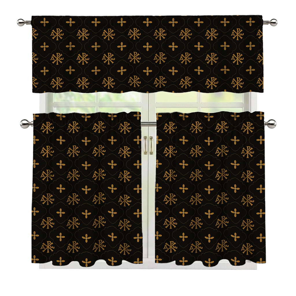 Sigla Orthodox Pattern Print 3 Piece Kitchen Curtains
