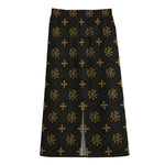 Sigla Orthodox Pattern Print Cotton Front Slit Maxi Skirt