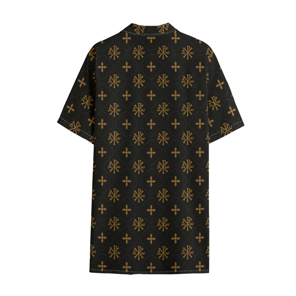 Sigla Orthodox Pattern Print Cotton Hawaiian Shirt