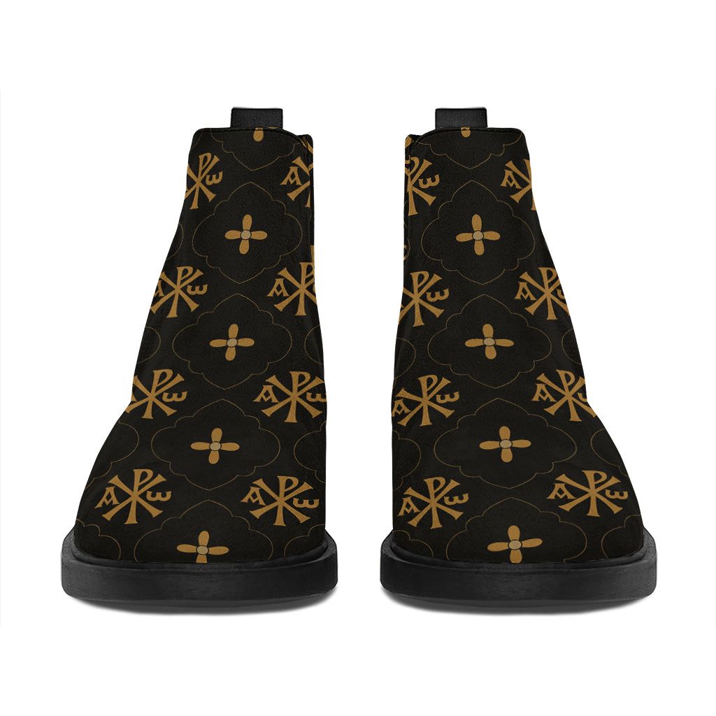 Sigla Orthodox Pattern Print Flat Ankle Boots