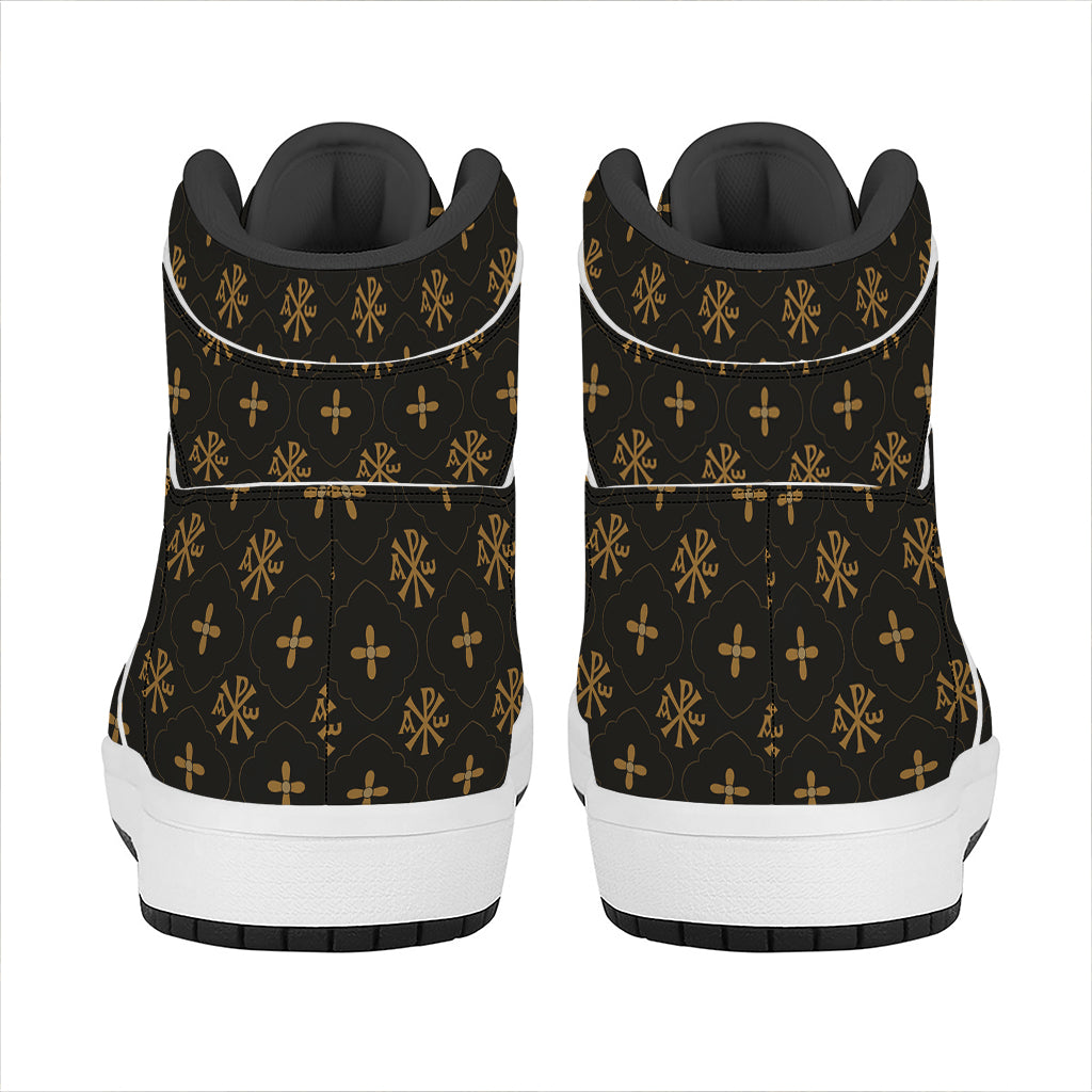 Sigla Orthodox Pattern Print High Top Leather Sneakers
