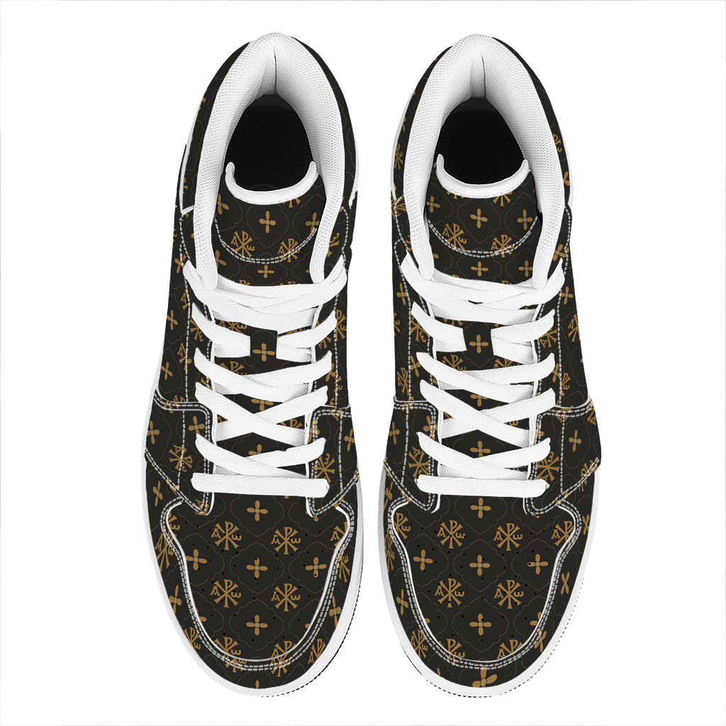 Sigla Orthodox Pattern Print High Top Leather Sneakers