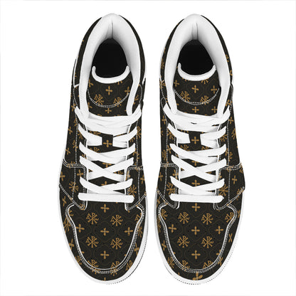 Sigla Orthodox Pattern Print High Top Leather Sneakers