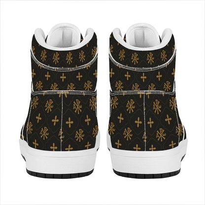 Sigla Orthodox Pattern Print High Top Leather Sneakers