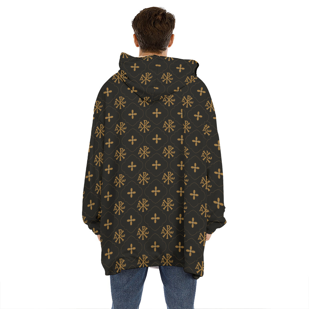 Sigla Orthodox Pattern Print Hoodie Blanket