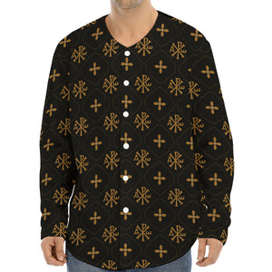 Sigla Orthodox Pattern Print Long Sleeve Baseball Jersey