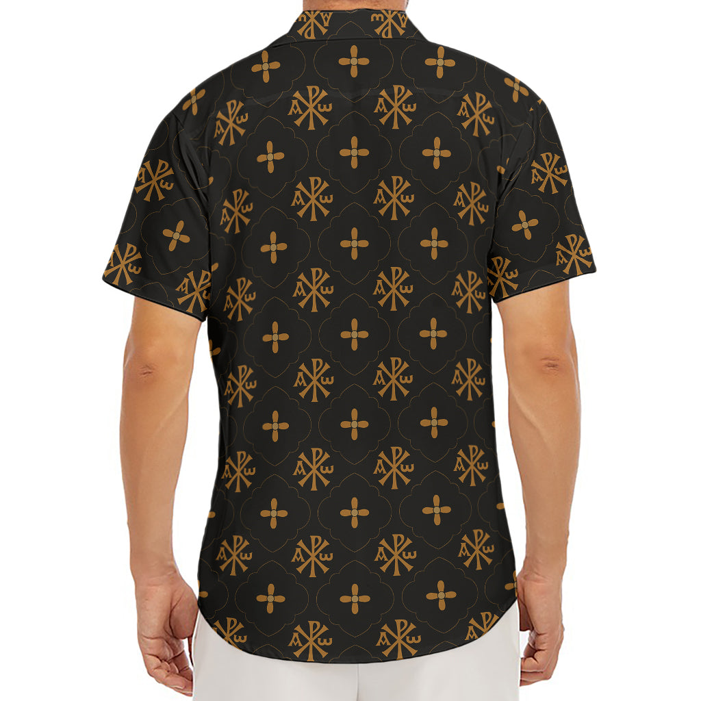 Sigla Orthodox Pattern Print Men's Deep V-Neck Shirt
