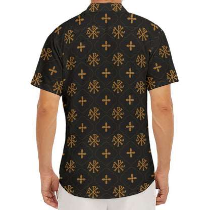 Sigla Orthodox Pattern Print Men's Deep V-Neck Shirt