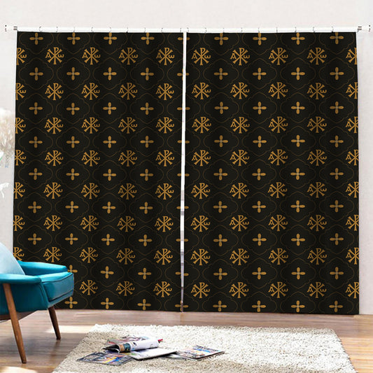 Sigla Orthodox Pattern Print Pencil Pleat Curtains