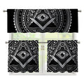 Silver And Black All Seeing Eye Print 3 Piece Kitchen Curtains